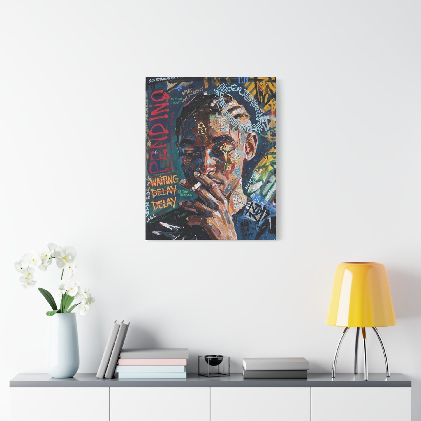 Urban Portrait Matte Canvas Print — 'Waiting Delay' Contemporary Street Art