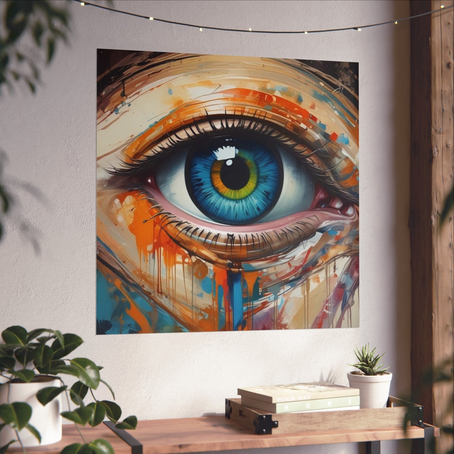Vibrant Blue Eye Surreal Wall Art Print