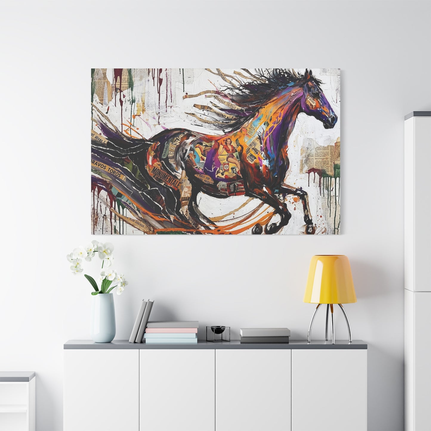 Colorful Galloping Horse Canvas Print — Vibrant Abstract Equestrian Wall Art