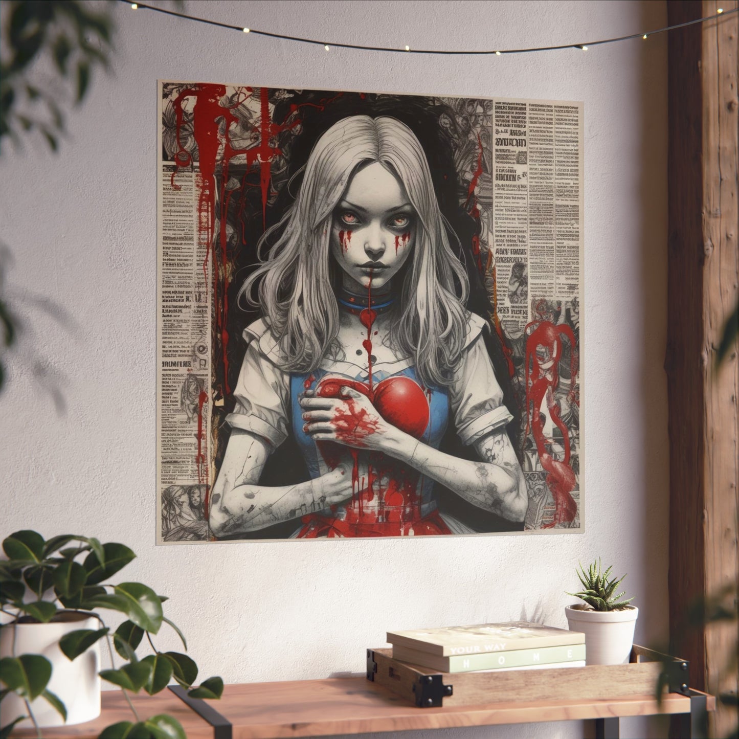 Dark Gothic Alice Fine Art Poster — Bleeding Heart Surreal Wall Art