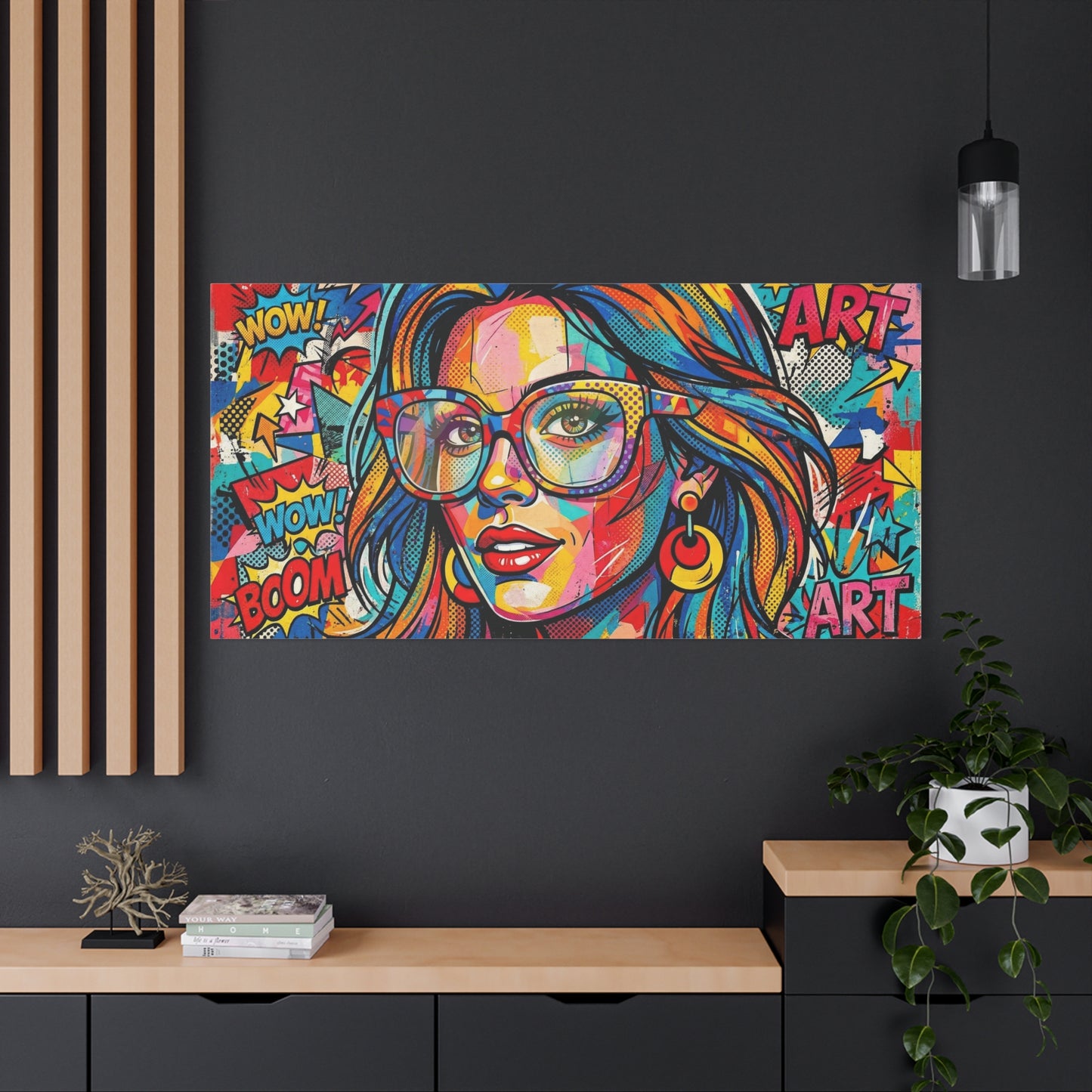 Pop Art Chic Canvas Print — Colorful Retro Neon Portrait