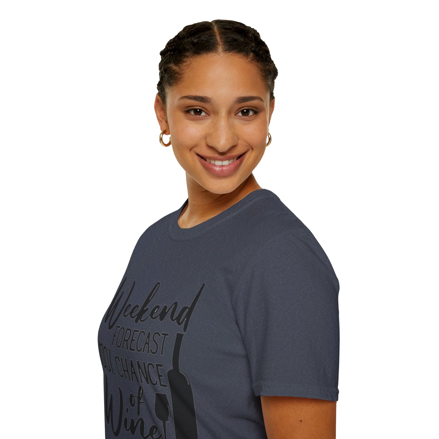 Wine Weekend T-Shirt — "Weekend Forecast 100% Chance of Wine" Graphic Tee