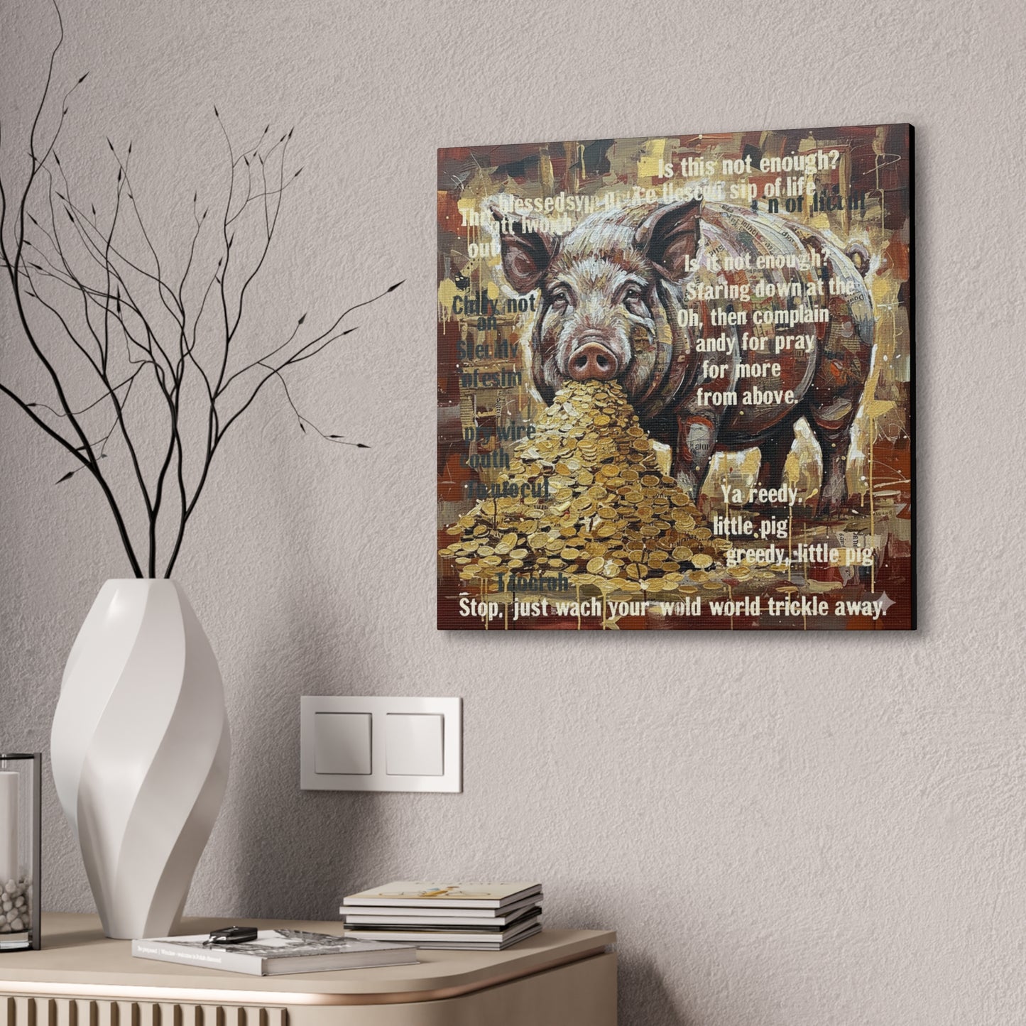 DMB Pig Inspired art - 'Greedy Little Pig' Farmhouse Wall Art