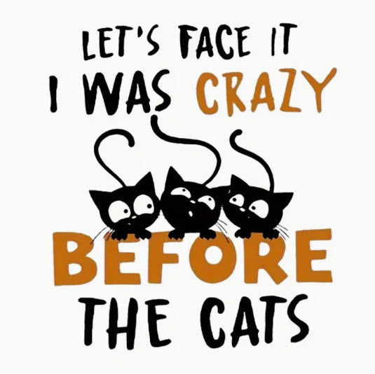 Funny Cat T-Shirt — "Let's Face It I Was Crazy Before The Cats" Graphic Tee