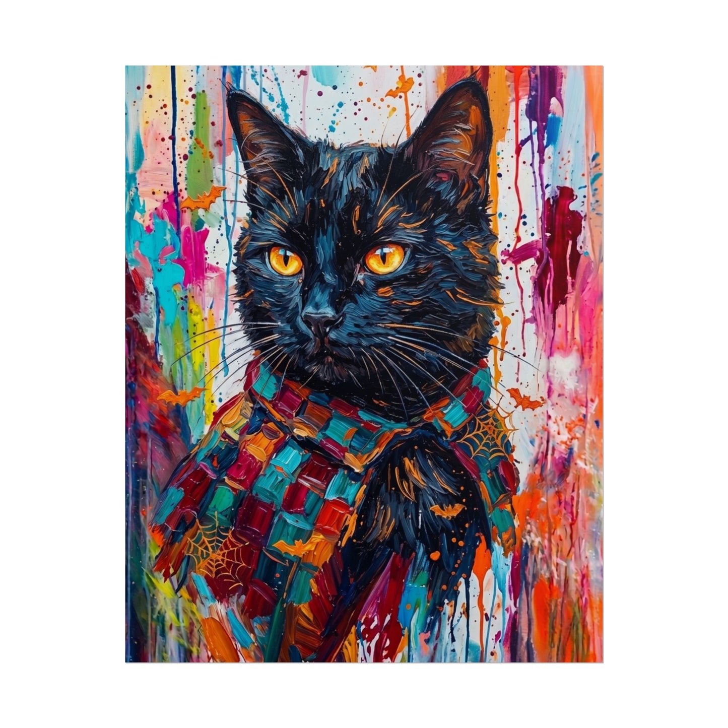 Colorful Cat Poster — Vibrant Black Cat Wall Art (Rolled Poster)