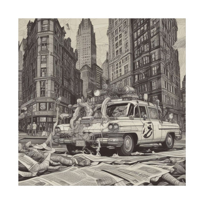 Vintage Ghostbusters Taxi Illustration