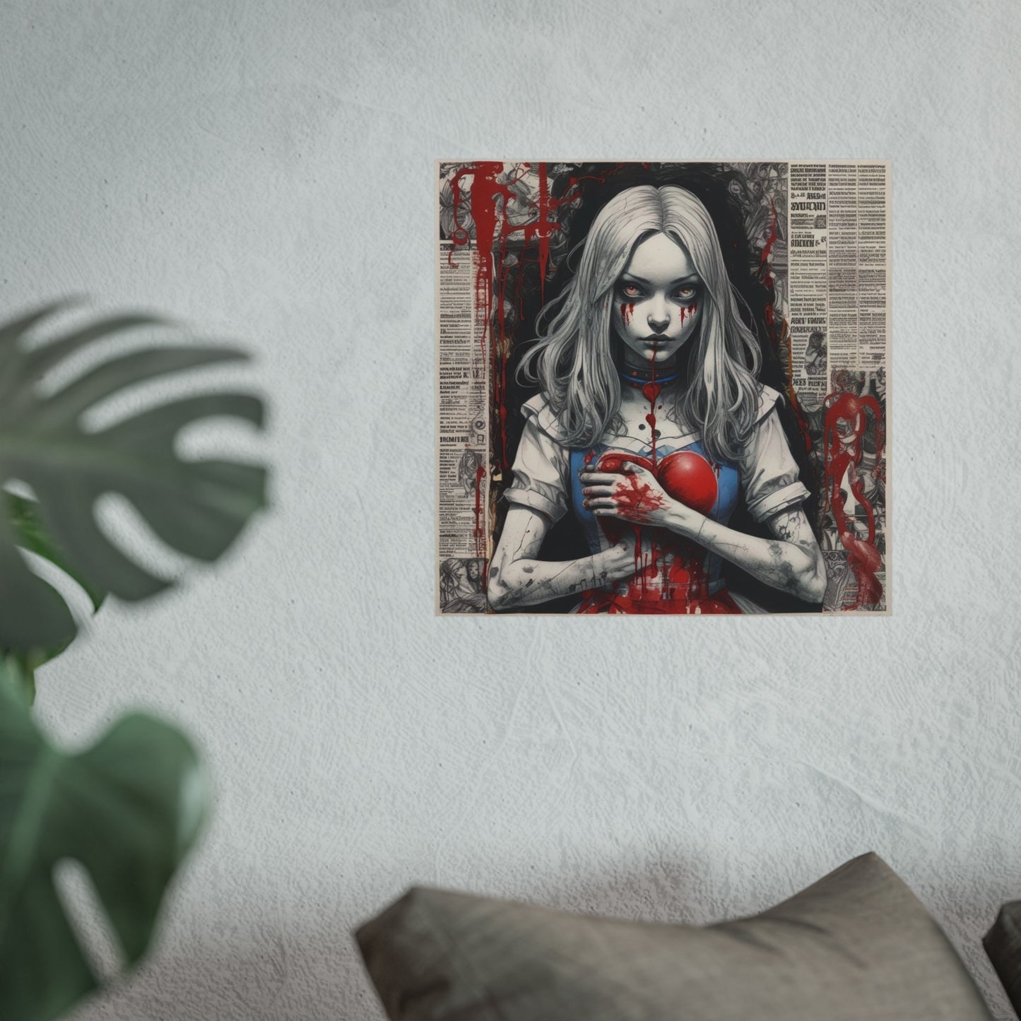 Dark Gothic Alice Fine Art Poster — Bleeding Heart Surreal Wall Art