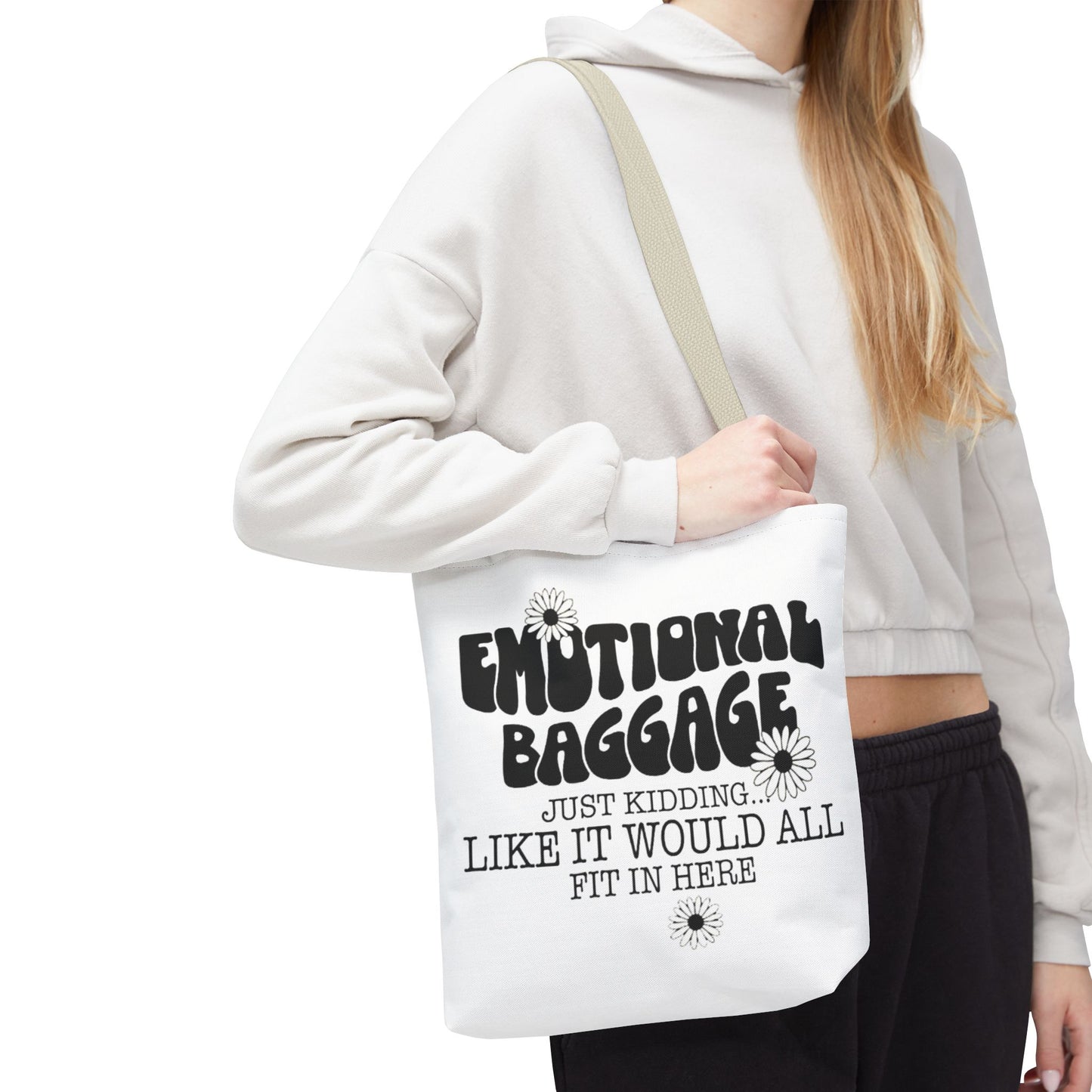 Tote Bag — "Emotional Baggage" Funny Quote Tote with Daisy Vibe