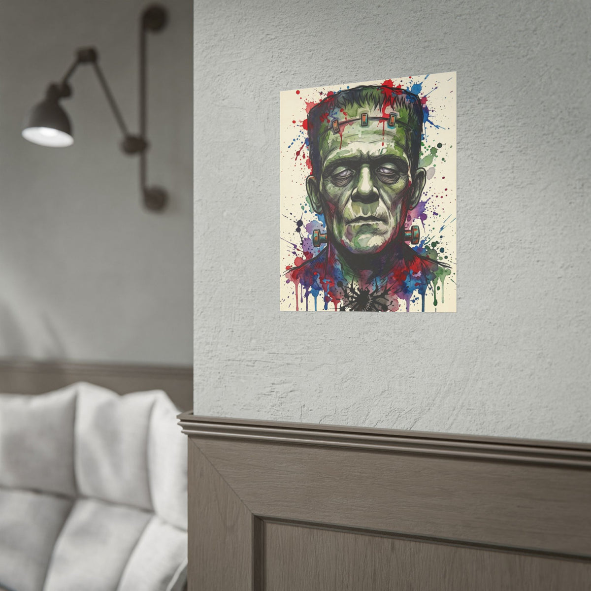 Frankenstein Art Print Poster — Color Splash Horror Wall Print Print
