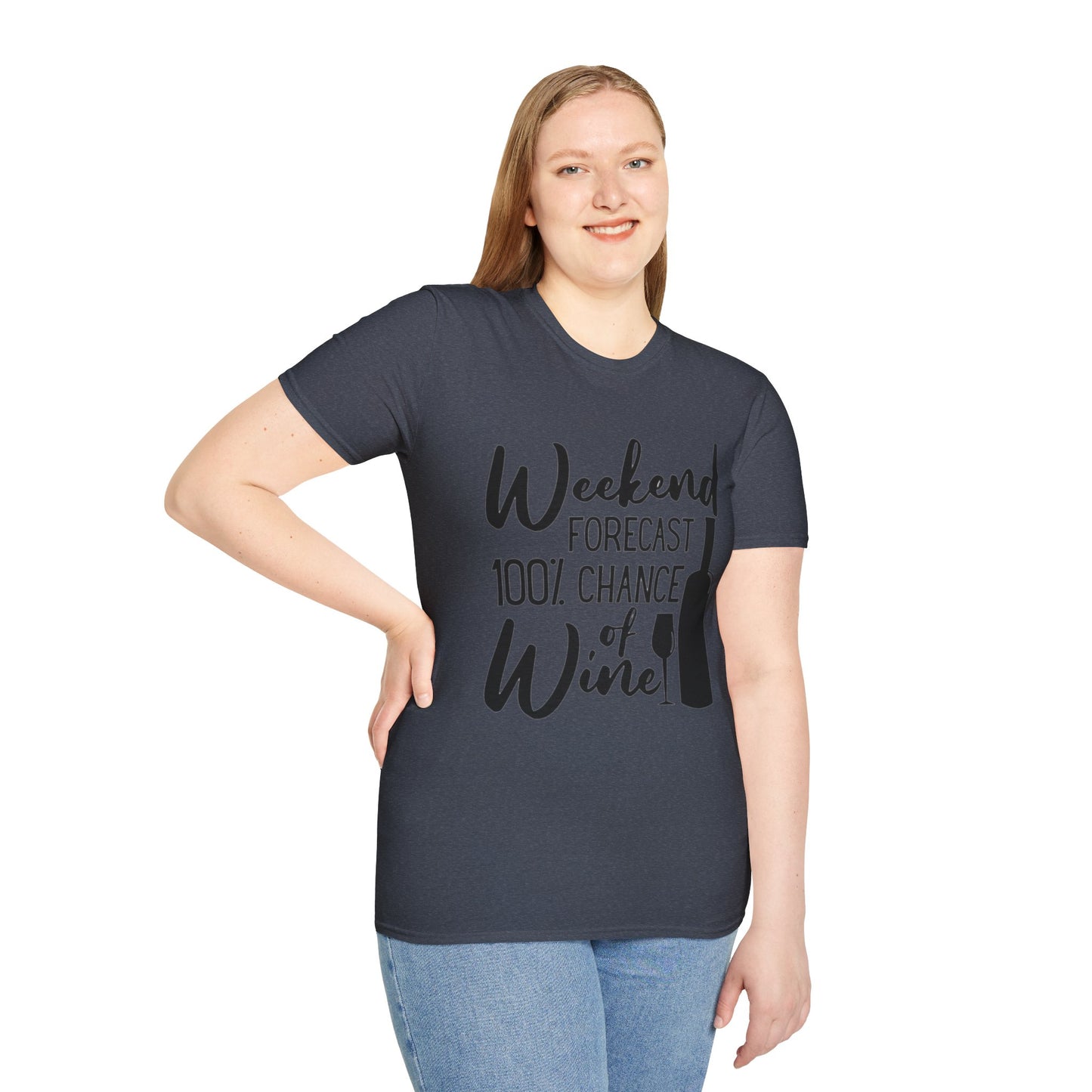Wine Weekend T-Shirt — "Weekend Forecast 100% Chance of Wine" Graphic Tee