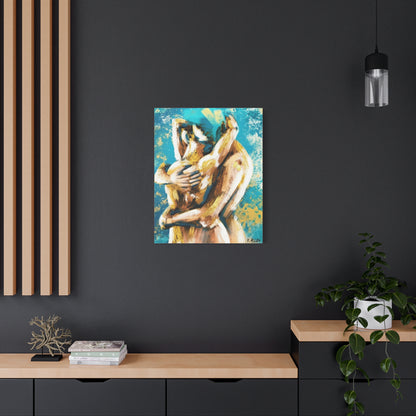 Abstract Embrace Canvas Art - Romantic Couple Matte Stretched Print
