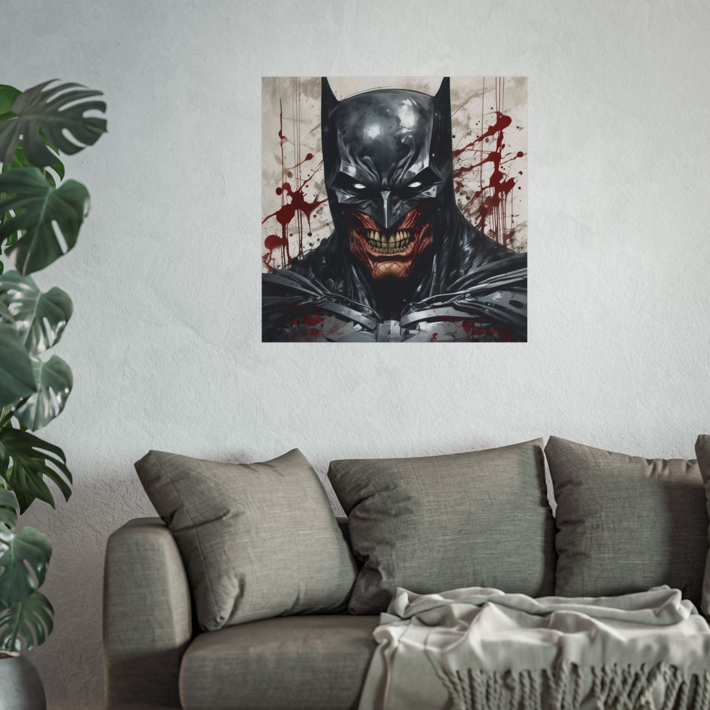 Horror Comic Fine Art Poster Print — Grinning Dark Knight Portrait