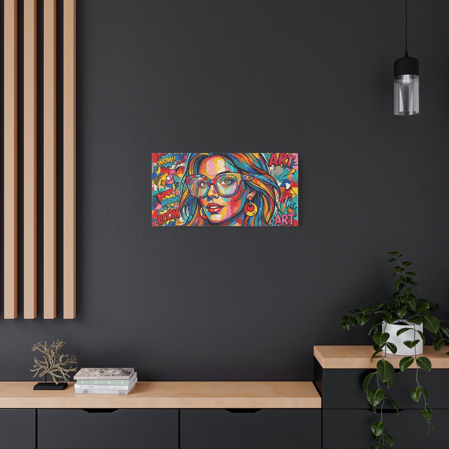 Pop Art Chic Canvas Print — Colorful Retro Neon Portrait
