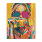 Colorful Pop Art Woman Drinking Canvas Wall Art