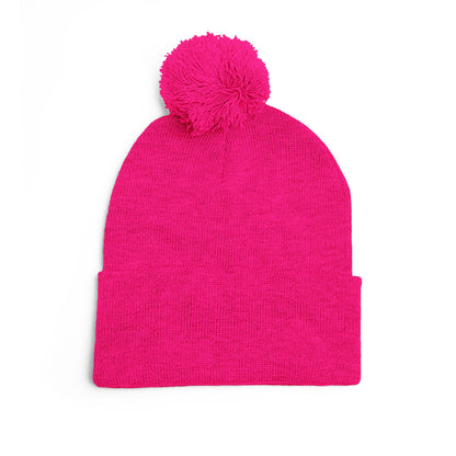 Embroidered Pom-Pom Beanie — "Spitters Are Quitters!" Cozy Winter Hat