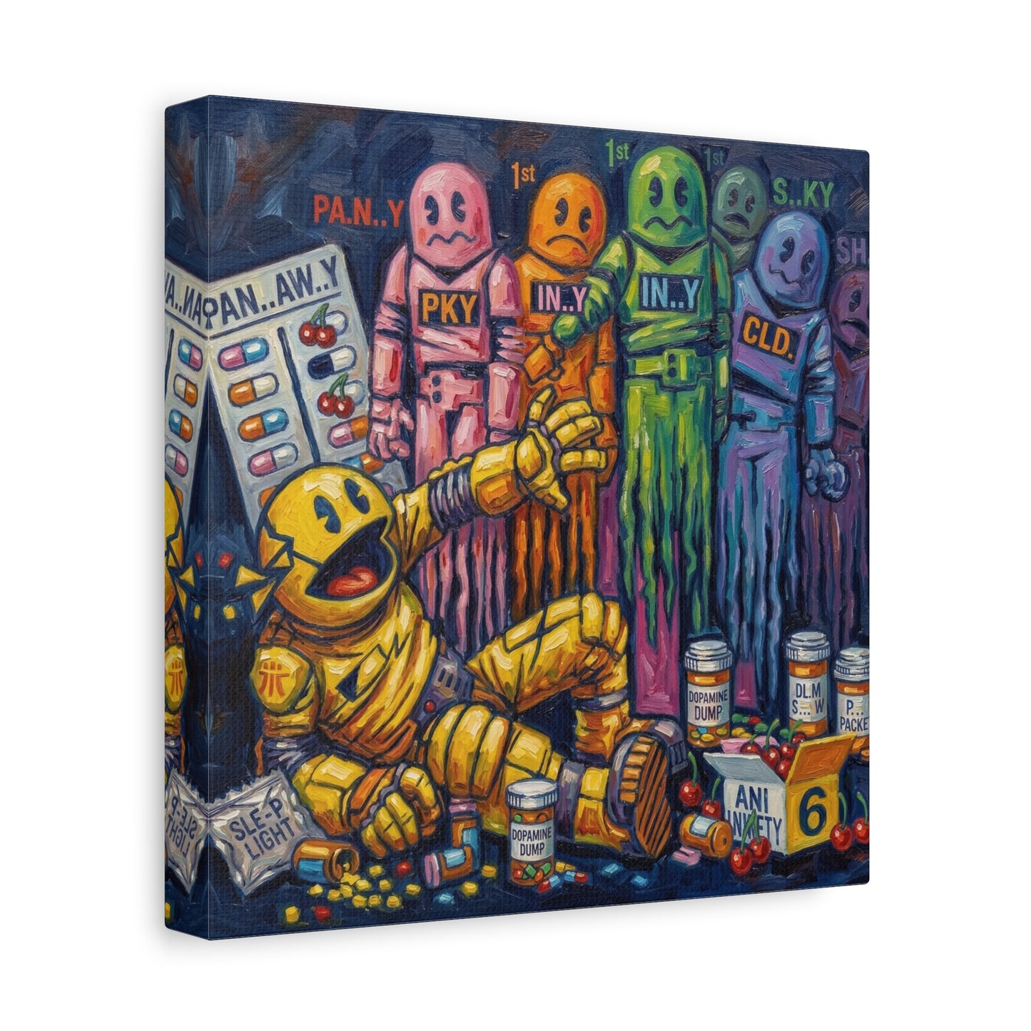Depressed Pacman Canvas Wall Art Print
