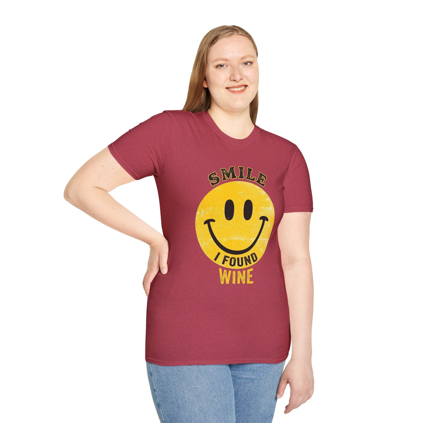 Wine Smile T-Shirt — "Smile I Found Wine" Retro Smiley Tee