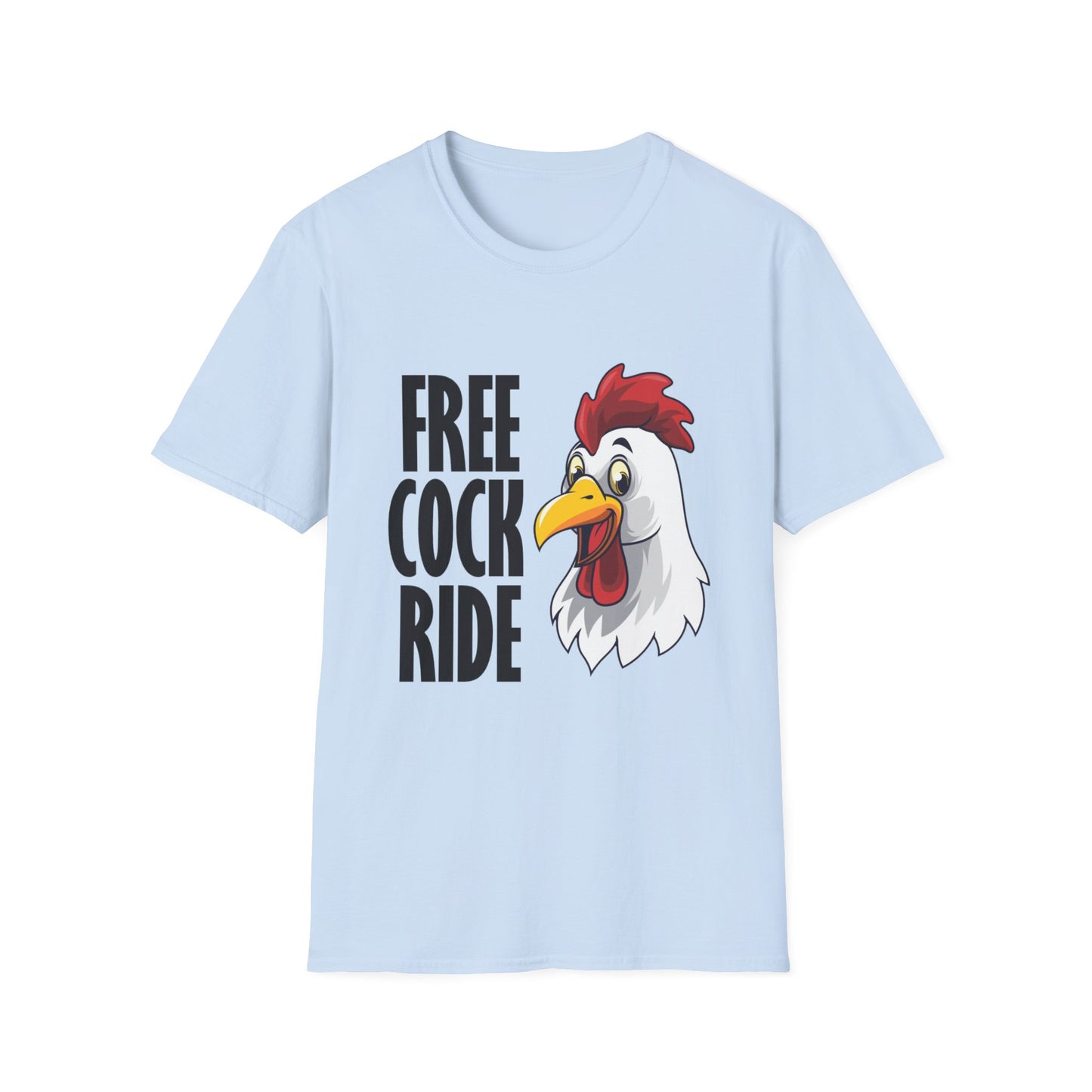 Graphic T-Shirt — "Free Cock Ride" Rooster Novelty Tee