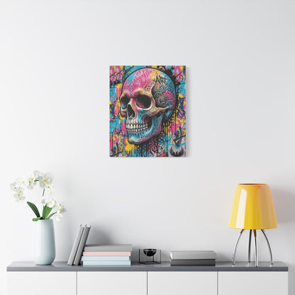 Vibrant Graffiti Skull Canvas