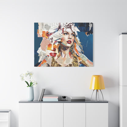 Pop Art Collage Woman Canvas Print — Modern Portrait Wall Art