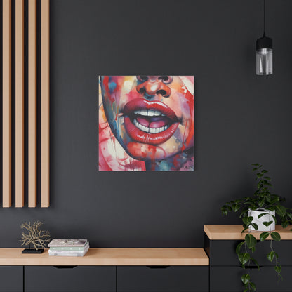 Colorful Pop Art Lips Canvas Wall Art – Vibrant Stretched Matte Portrait