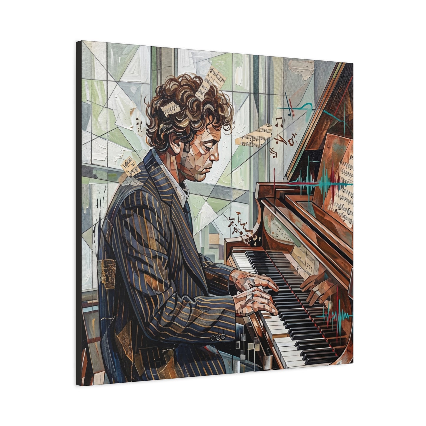 Piano Man Joel Canvas Wall Art — Abstract Character Portrait