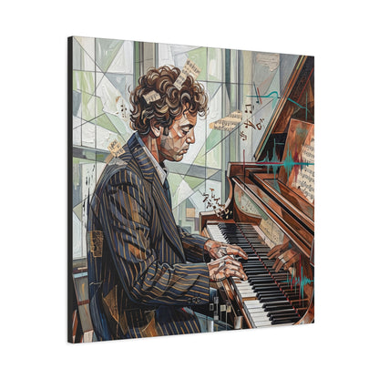 Piano Man Joel Canvas Wall Art — Abstract Character Portrait