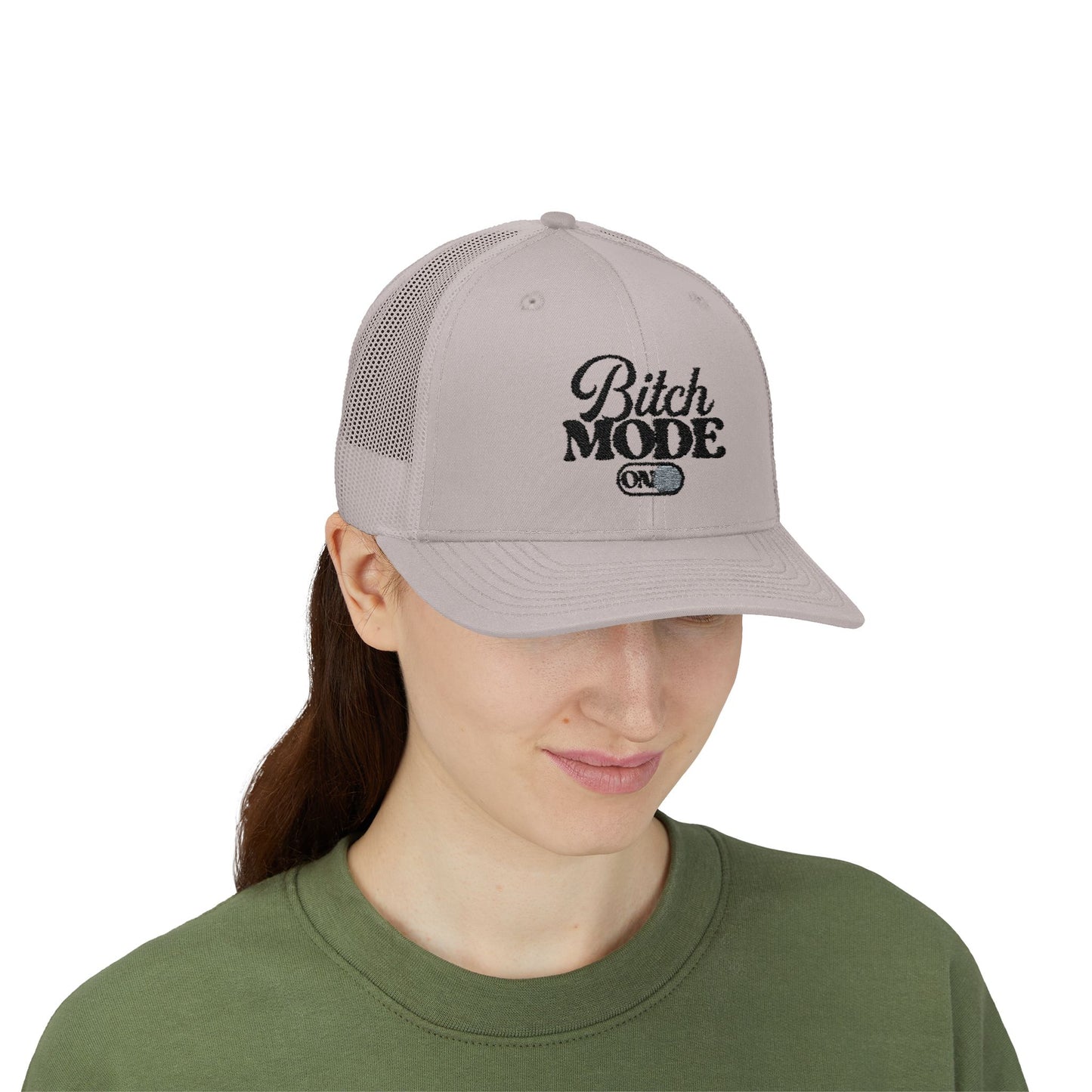 Trucker Cap — "Bitch Mode On" Embroidered Snapback