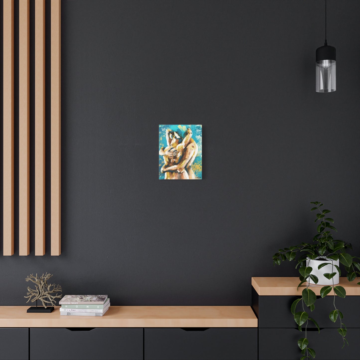 Abstract Embrace Canvas Art - Romantic Couple Matte Stretched Print