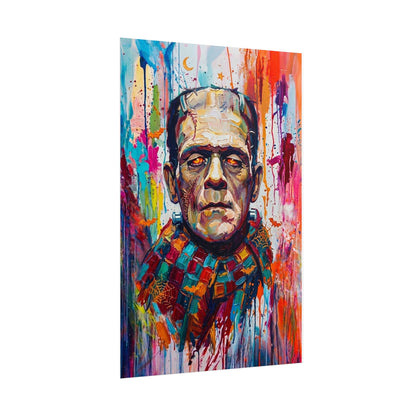 Frankenstein Color Splash Poster — Vibrant Pop Art Horror Wall Print
