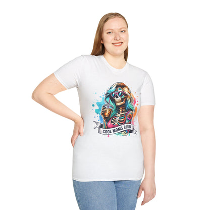Cool Moms Club Skull T-Shirt — Colorful Day of the Dead Mom Graphic Tee