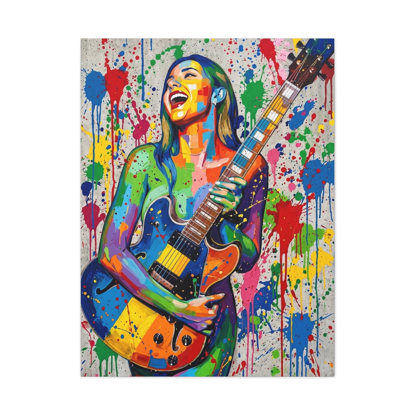 Colorful Guitarist Pop Art Canvas Print — Vibrant Music Wall Art
