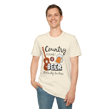 Country Music & Beer T-Shirt — "Country Music & Beer That's Why I'm Here" Graphic Tee