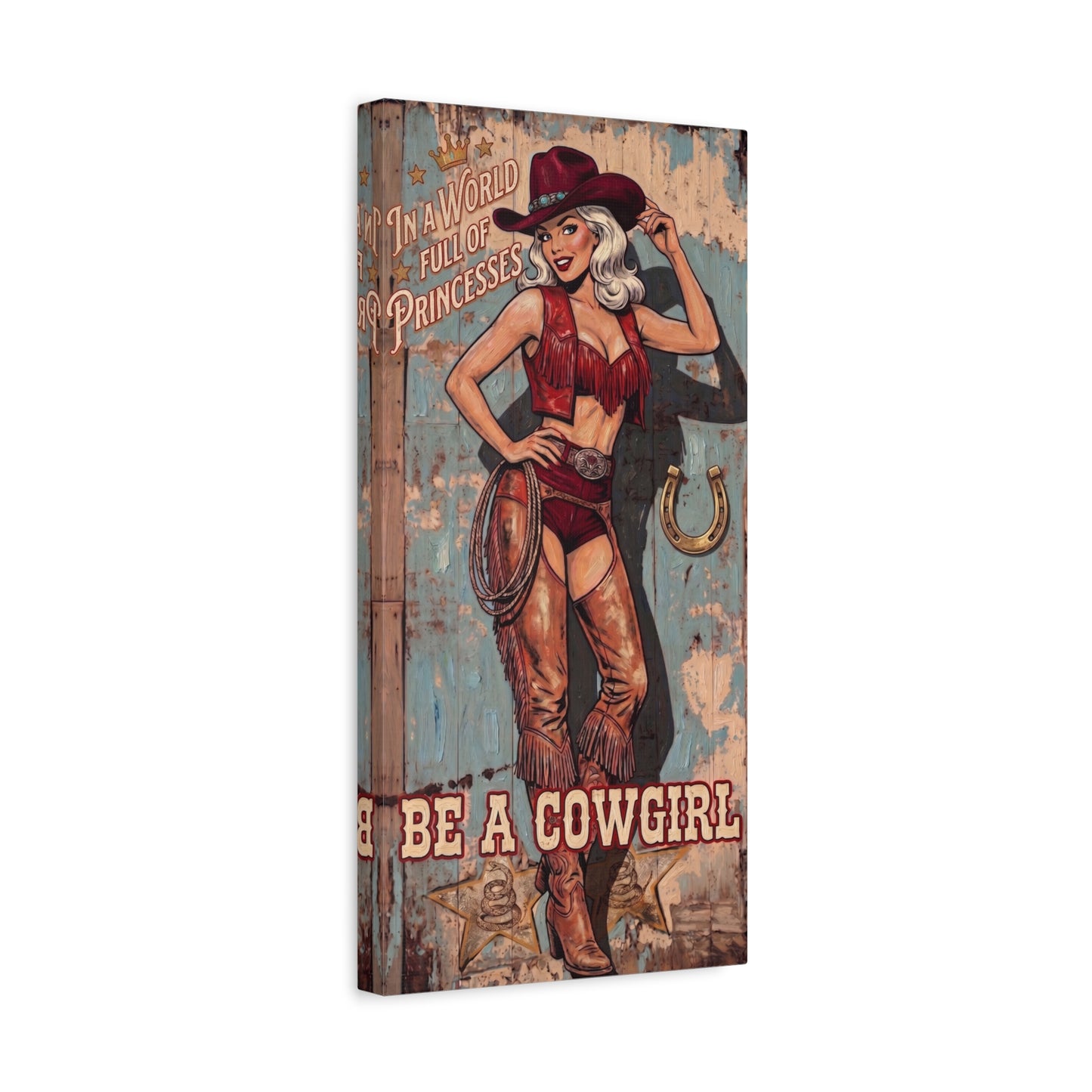 Be a Cowgirl Vintage Pin-Up Canvas Wall Art
