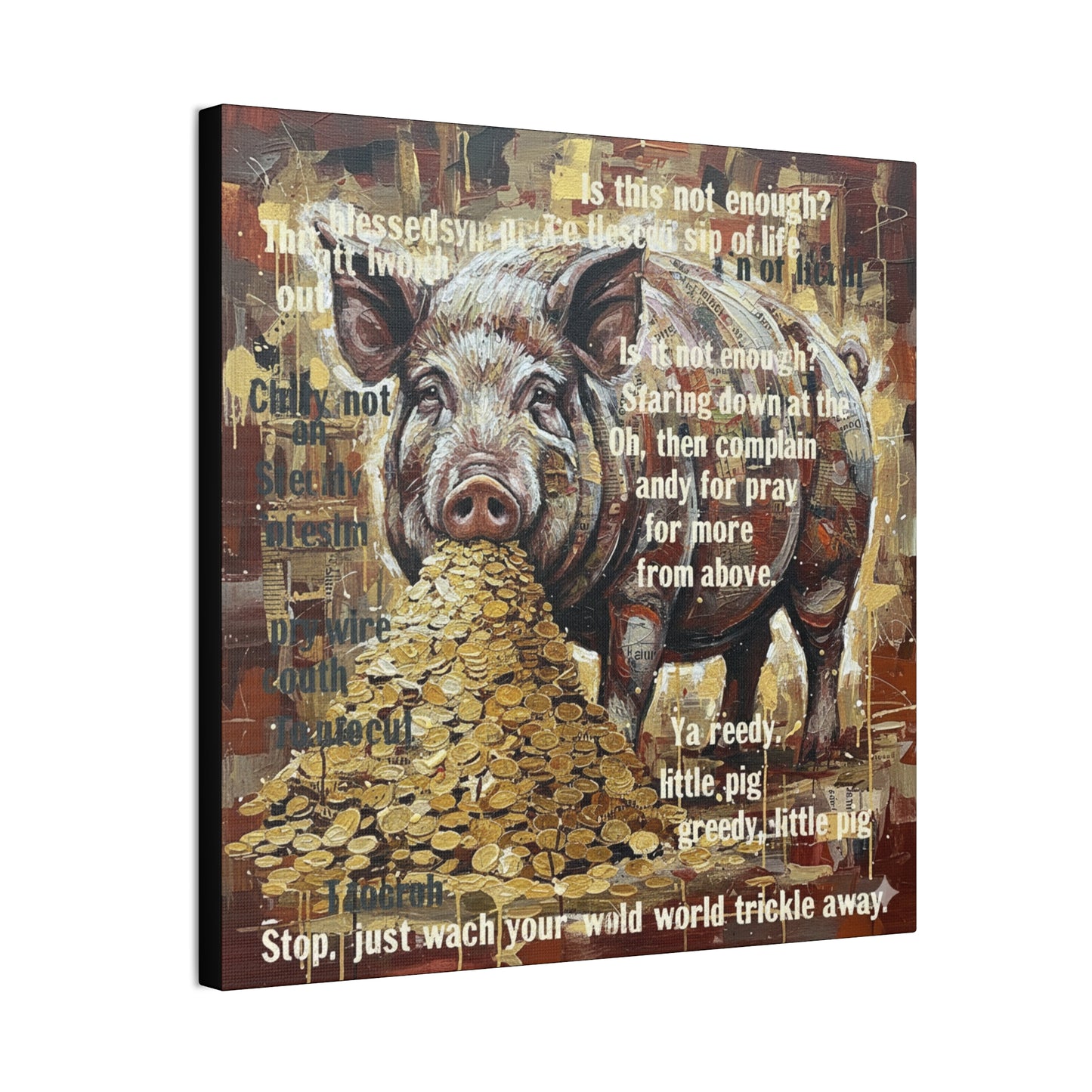 DMB Pig Inspired art - 'Greedy Little Pig' Farmhouse Wall Art