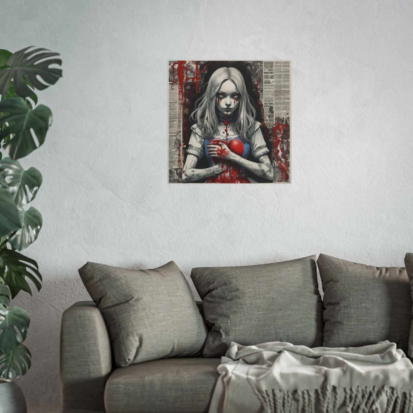 Dark Gothic Alice Fine Art Poster — Bleeding Heart Surreal Wall Art