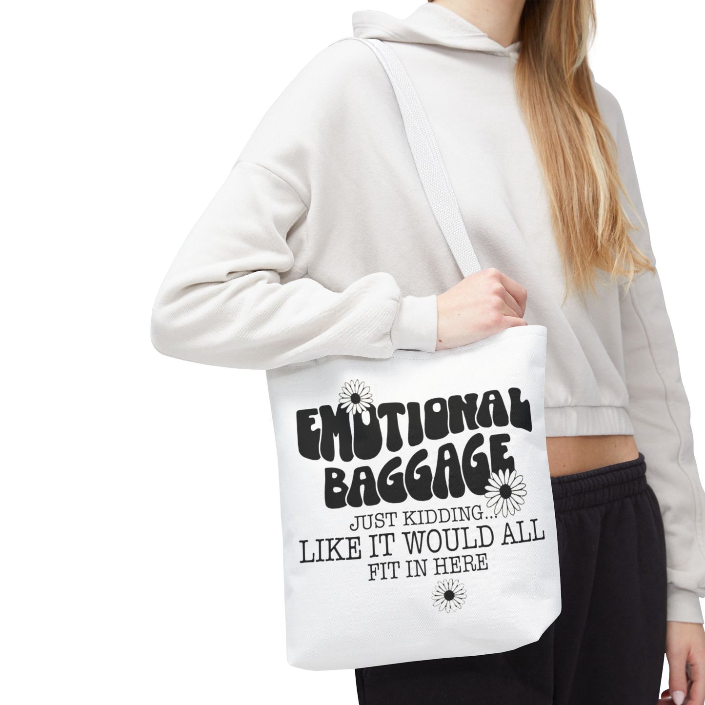 Tote Bag — "Emotional Baggage" Funny Quote Tote with Daisy Vibe