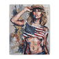 Patriotic Girl American Flag Canvas Print — Matte Stretched Wall Art