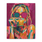 Pop Art Woman Drinking Coffee Canvas - Pink