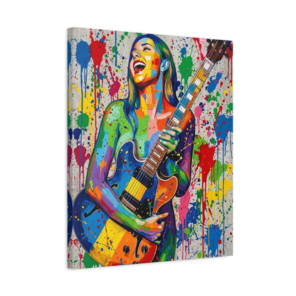 Colorful Guitarist Pop Art Canvas Print — Vibrant Music Wall Art