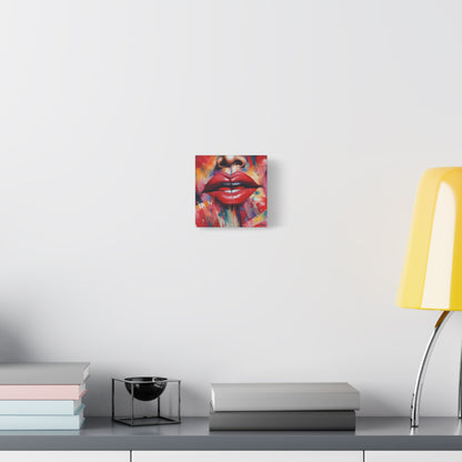 Bold Red Lips Pop Art Canvas — Matte Stretched Wall Art
