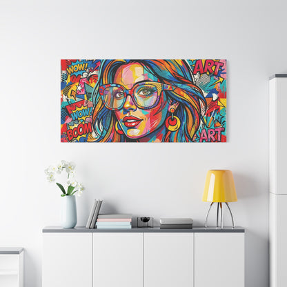 Pop Art Chic Canvas Print — Colorful Retro Neon Portrait