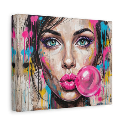 Abstract Bubble Girl Canvas Print — Matte Stretched Wall Art