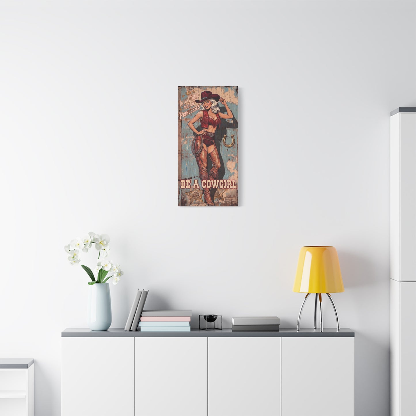 Be a Cowgirl Vintage Pin-Up Canvas Wall Art