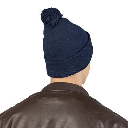 Embroidered Pom-Pom Beanie — "Spitters Are Quitters!" Cozy Winter Hat