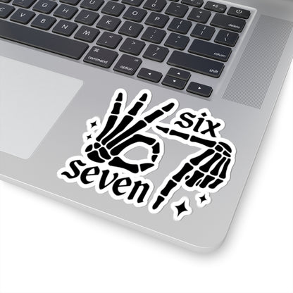 Six Seven Skeleton Hand Kiss-Cut Sticker — Gothic OK Hand Laptop Decal
