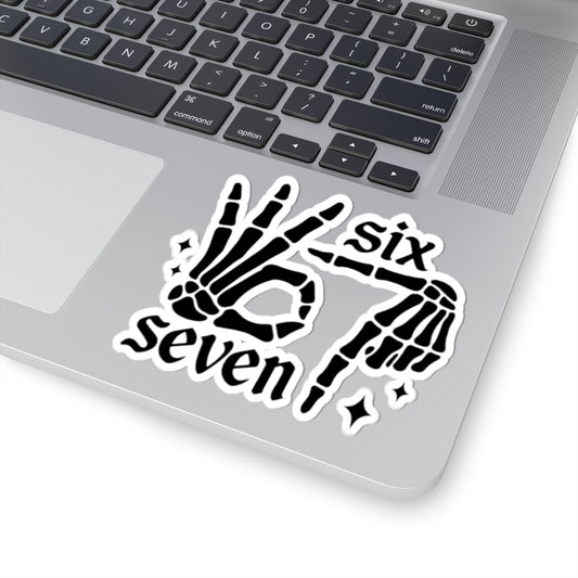 Six Seven Skeleton Hand Kiss-Cut Sticker — Gothic OK Hand Laptop Decal