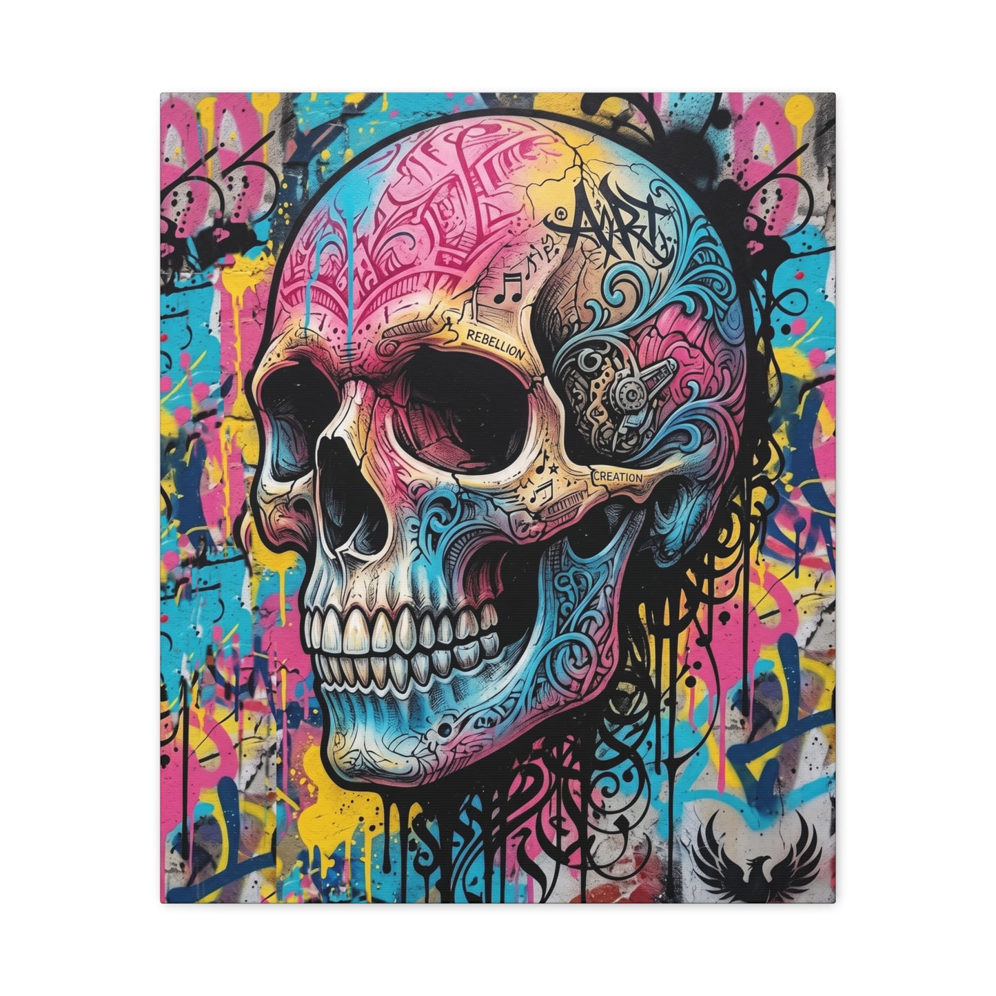 Vibrant Graffiti Skull Canvas