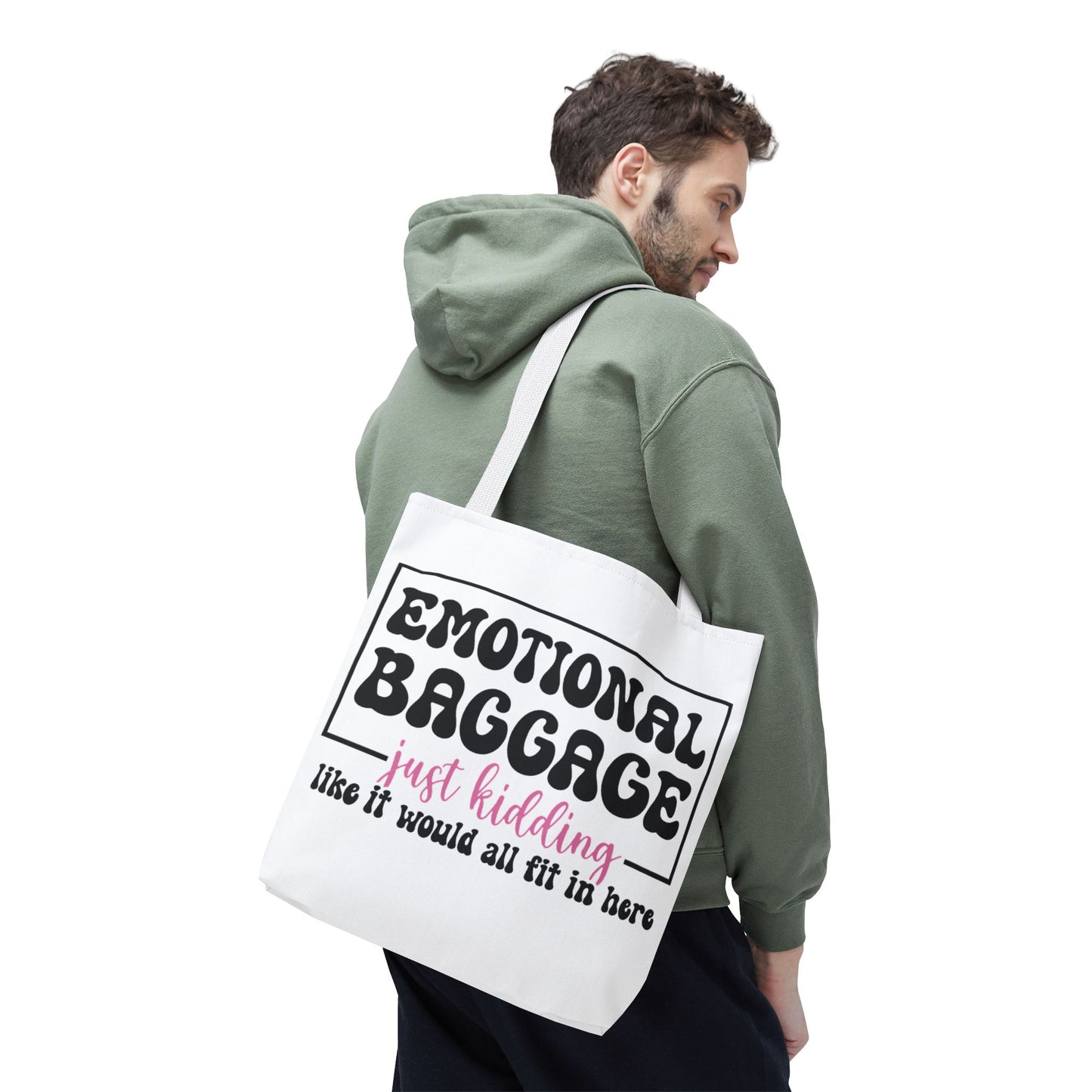 Emotional Baggage Tote Bag — Funny "Emotional Baggage (just kidding)" Reusable Shopper