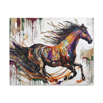 Colorful Galloping Horse Canvas Print — Vibrant Abstract Equestrian Wall Art